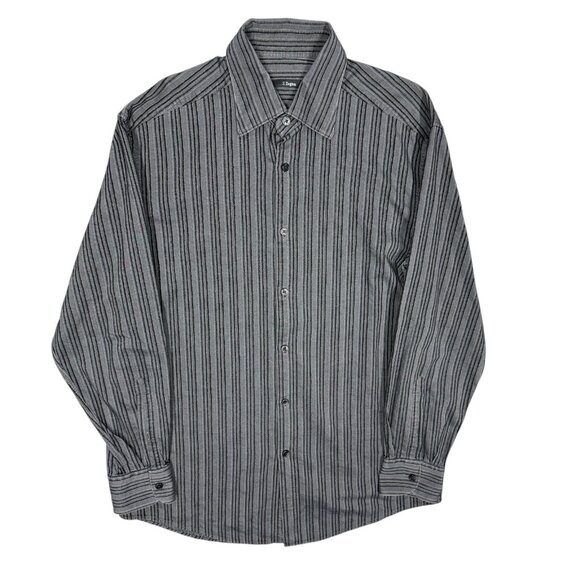 Ermenegildo Zegna Z Striped Dress Shirt Long Sleeve Button Up Grey 15 1/2 Medium - Picture 1 of 11